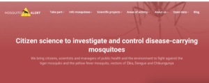 screenshot of the mosquito alert website