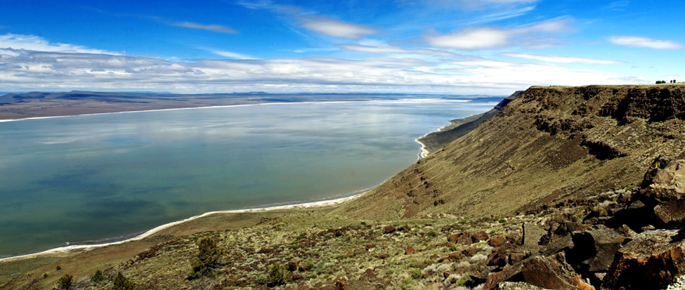 Lake Abert sits in a broad basin flanked on the east by Abert Rim, May 2010.