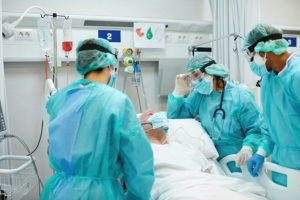 Patient with COVID-19 being treated in hospital